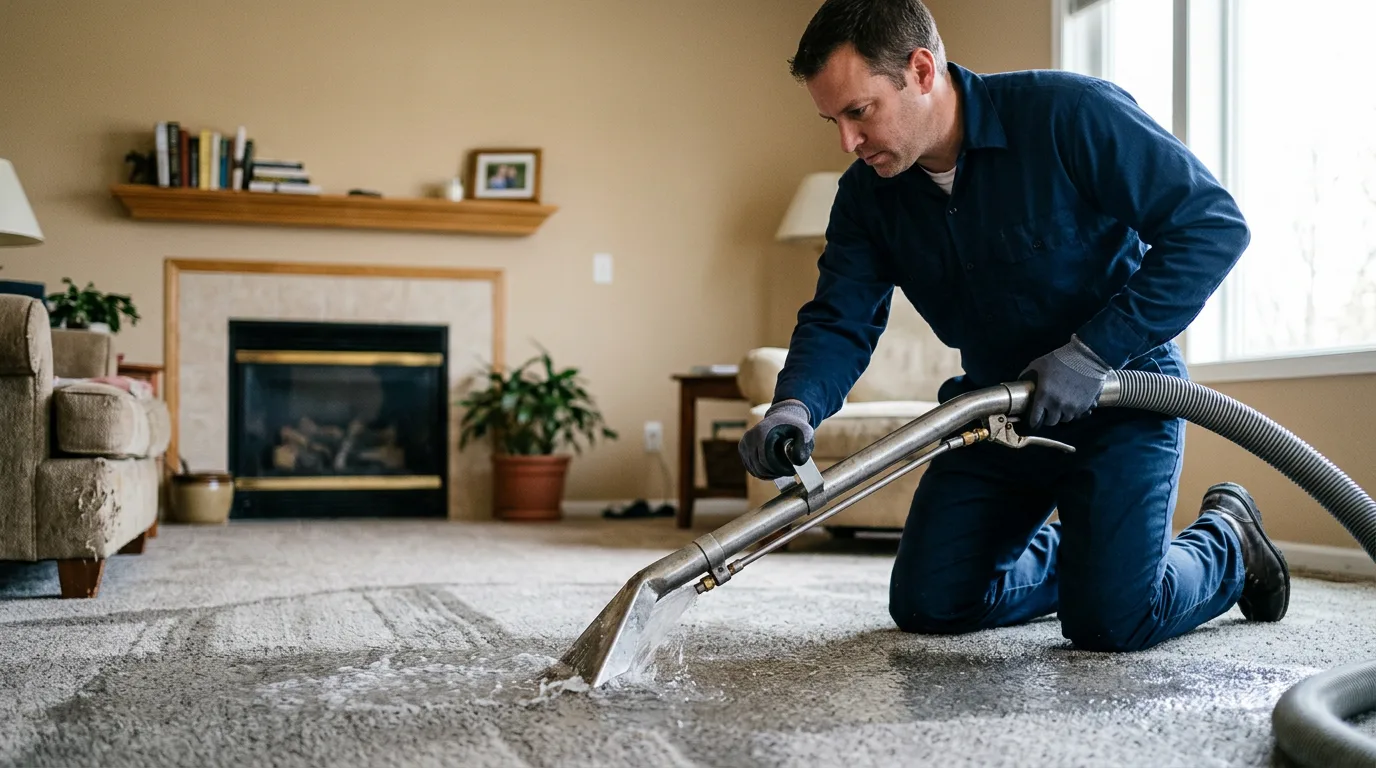 Water damage restoration technician working near Hazelton, KS